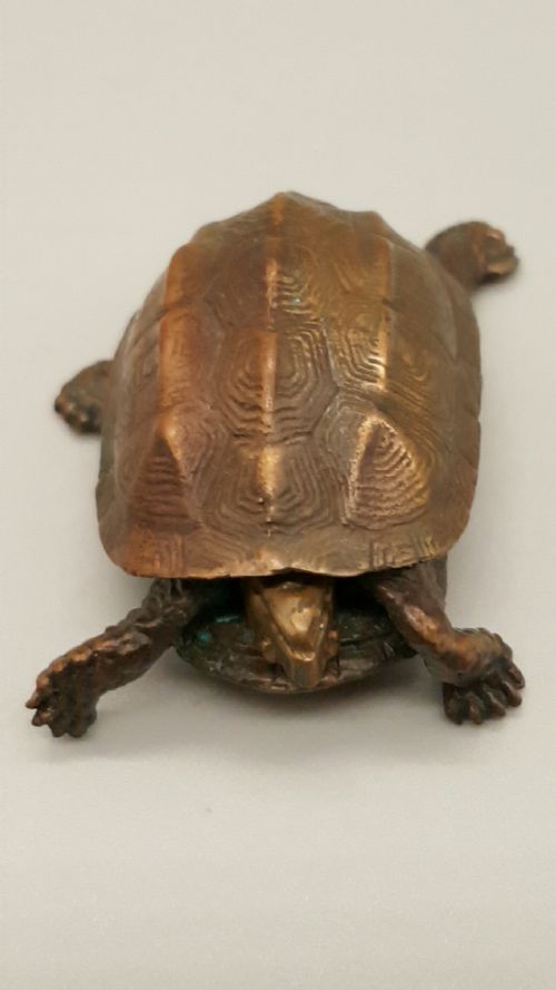 EXCELLENT MEIJI JAPANESE MINIATURE BRONZE OF A TORTOISE WITH RETRACTABLE HEADTAIL - ADDITIONAL PHOTO 2