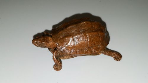 excellent meiji japanese miniature bronze of a turtle with retractable headtail - CATEGORY: ANTIQUE METAL - DATED 19TH CENTURY