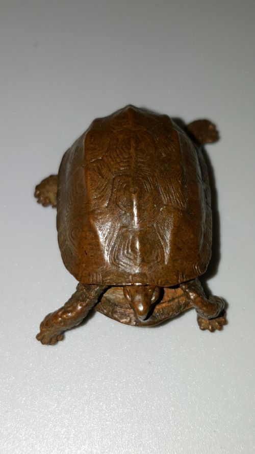 EXCELLENT MEIJI JAPANESE MINIATURE BRONZE OF A TURTLE WITH RETRACTABLE HEADTAIL - ADDITIONAL PHOTO 2