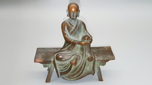 japanese meiji bronze of seated rakan disciple of buddha figure - CATEGORY: ANTIQUE METAL - DATED 19TH CENTURY