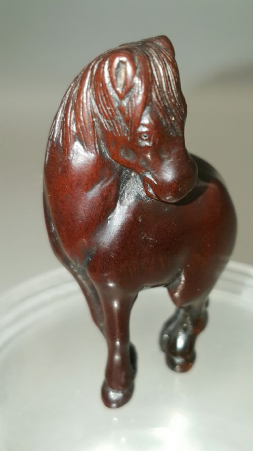 japanese meiji 19thc boxwood netsuke of a horse signed michikawa - CATEGORY: ANTIQUE MISCELLANEOUS - DATED 19TH CENTURY