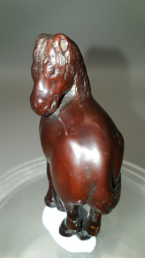 JAPANESE MEIJI 19THC BOXWOOD NETSUKE OF A HORSE SIGNED MICHIKAWA - ADDITIONAL PHOTO 2