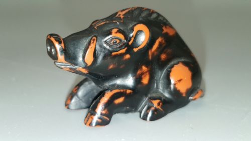 RARE JAPANESE MEIJI BOXWOOD NEGORO LACQUER NETSUKE OF A WILD BOAR - ADDITIONAL PHOTO 5