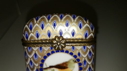 BEAUTIFUL ANTIQUE FRENCH PORCELAIN ENAMEL BRONZE VESTA OR CARD CASE - ADDITIONAL PHOTO 4