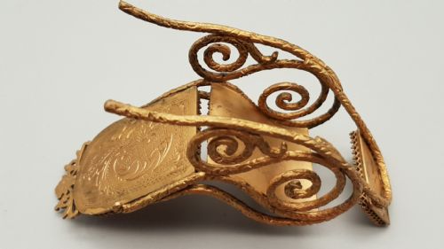 LOVELY ANTIQUE MINIATURE FRENCH ENAMEL GILT METAL TOY ROCKING CHAIR - ADDITIONAL PHOTO 6
