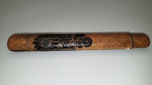 unusual japanese meiji 19thc lacquered woven bamboo pipecase kiserusitzu - CATEGORY: ANTIQUE MISCELLANEOUS - DATED 19TH CENTURY