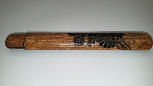 UNUSUAL JAPANESE MEIJI 19THC LACQUERED WOVEN BAMBOO PIPECASE KISERUSITZU - ADDITIONAL PHOTO 1