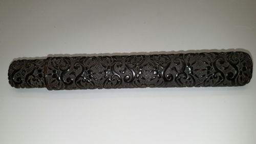 rare japanese meiji 19thc black lacquered pipecase kiserusitzu - CATEGORY: ANTIQUE MISCELLANEOUS - DATED 19TH CENTURY