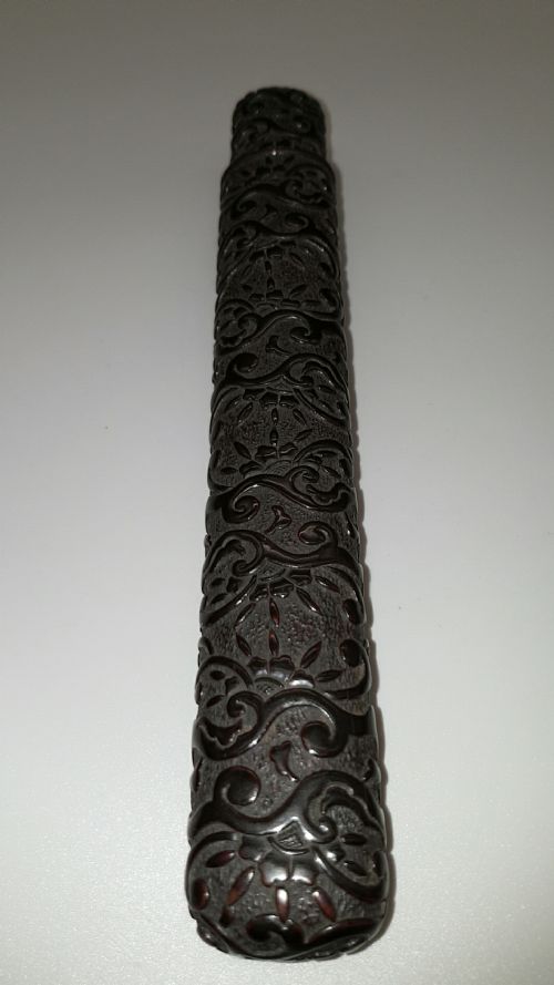 RARE JAPANESE MEIJI 19THC BLACK LACQUERED PIPECASE KISERUSITZU - ADDITIONAL PHOTO 3