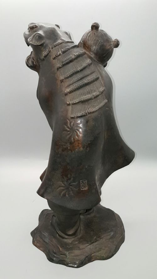 SUPERB JAPANESE ANTIQUE EARLY 20THC BRONZE BOY DRAGON DANCE HOZAN YOSHIYAMA - ADDITIONAL PHOTO 6