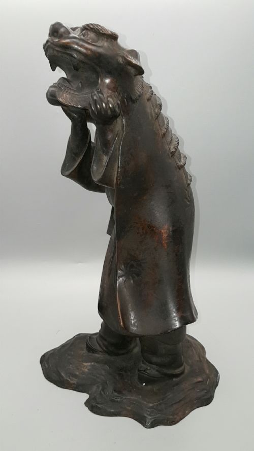 SUPERB JAPANESE ANTIQUE EARLY 20THC BRONZE BOY DRAGON DANCE HOZAN YOSHIYAMA - ADDITIONAL PHOTO 7
