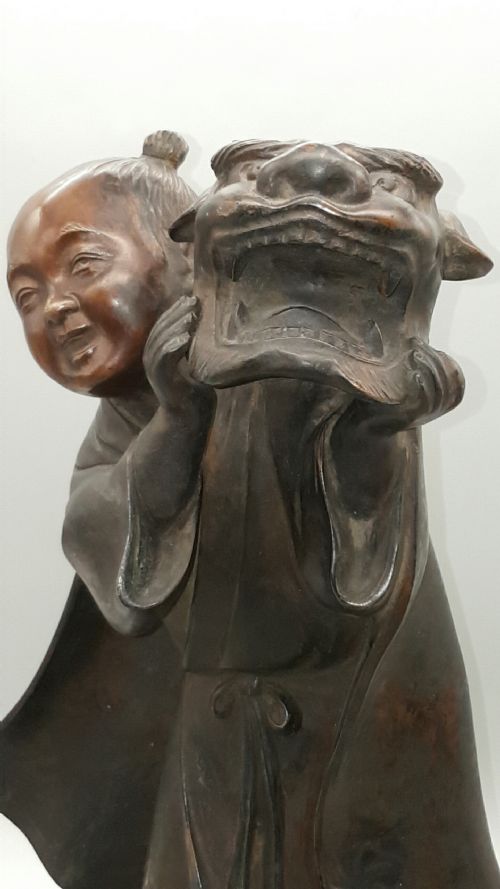 SUPERB JAPANESE ANTIQUE EARLY 20THC BRONZE BOY DRAGON DANCE HOZAN YOSHIYAMA - ADDITIONAL PHOTO 9