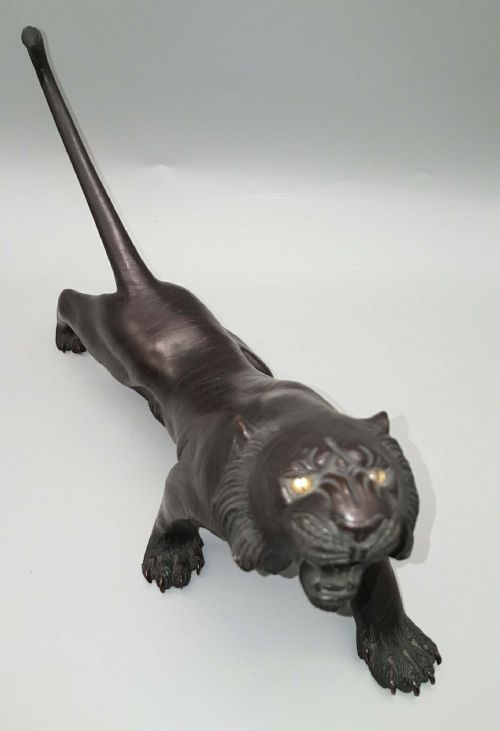 SUPERB JAPANESE MEIJI LATE 19THC BRONZE TIGER - ADDITIONAL PHOTO 1