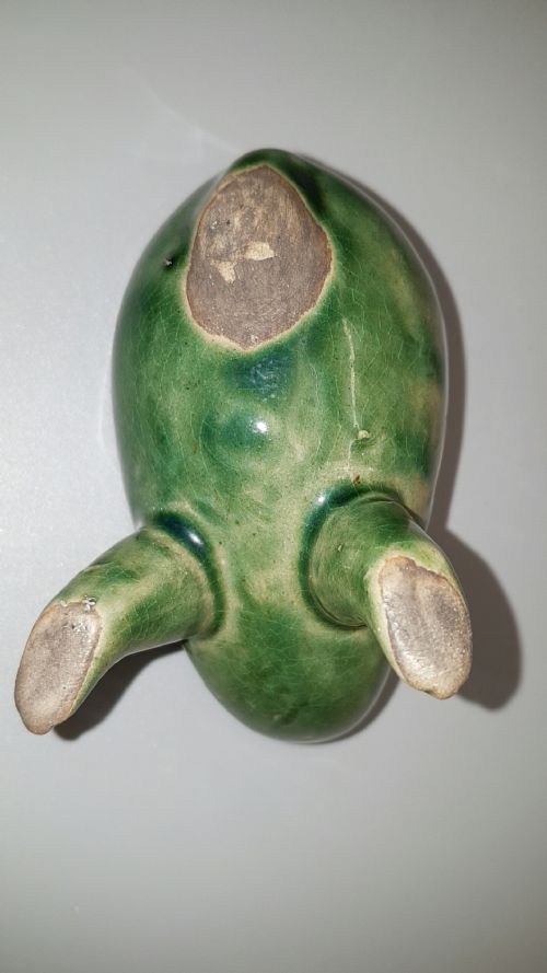 ANTIQUE 19THC CHINESE CELADON PORCELAIN TOAD WATER DROPPER - ADDITIONAL PHOTO 3