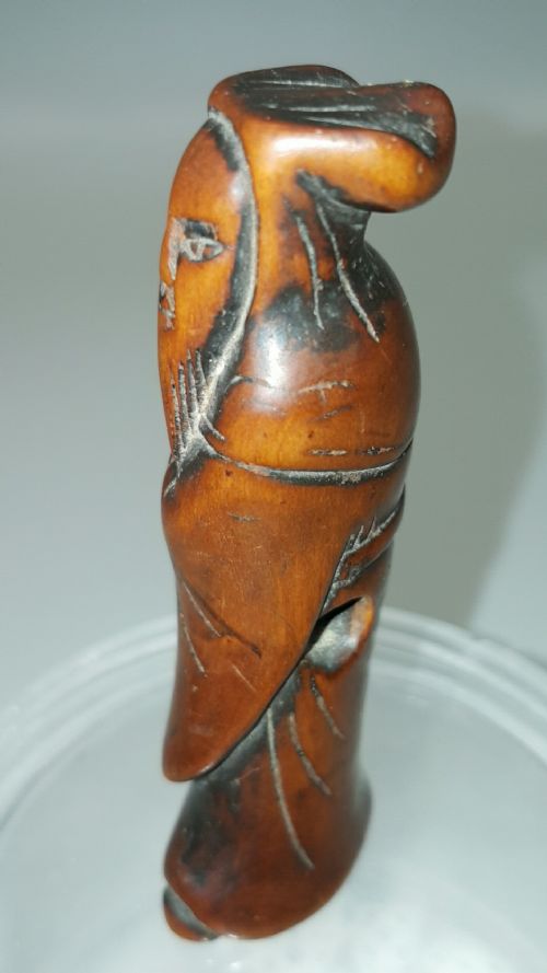 LOVELY OLD JAPANESE EDO 18THC BOXWOOD NETSUKE OF A COURT OFFICIAL - ADDITIONAL PHOTO 3