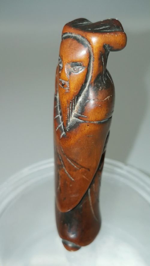 LOVELY OLD JAPANESE EDO 18THC BOXWOOD NETSUKE OF A COURT OFFICIAL - ADDITIONAL PHOTO 5