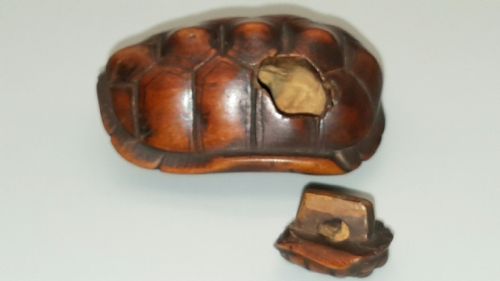 RARE JAPANESE EDO 19THC BOXWOOD NETSUKE OF A TORTOISE AND YOUNG OYAKO SIGNED MASAKICHI - ADDITIONAL PHOTO 6