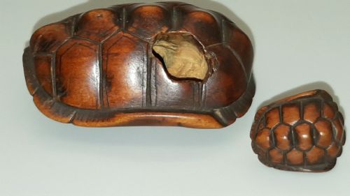 RARE JAPANESE EDO 19THC BOXWOOD NETSUKE OF A TORTOISE AND YOUNG OYAKO SIGNED MASAKICHI - ADDITIONAL PHOTO 7