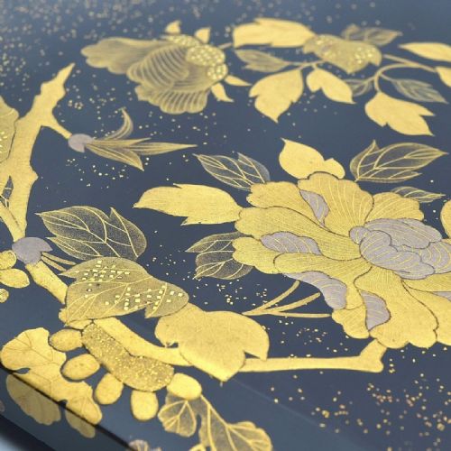 ATTRACTIVE JAPANESE MEIJI 19THC BLACK LACQUER TEA CEREMONY BOX CHABAKO WITH GOLD FLOWER DECORATION - ADDITIONAL PHOTO 5