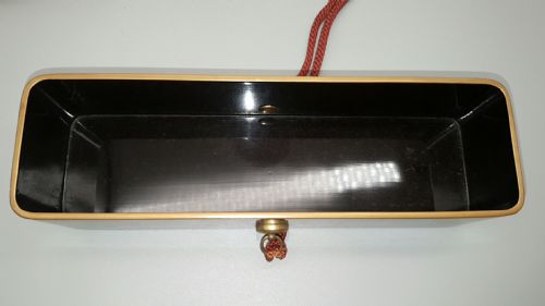 LOVELY JAPANESE MEIJI 19THC LACQUER LETTER BOX FUBAKO WITH CRANES PINE TREE DECORATION - ADDITIONAL PHOTO 5