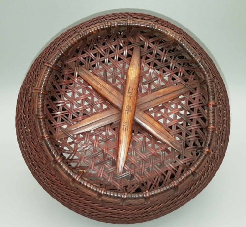 CHARMING JAPANESE SHOWA BAMBOO TEA CEREMONY CHARCOAL BASKET HAKOSUMITORI SIGNED SHOKUSAI - ADDITIONAL PHOTO 5