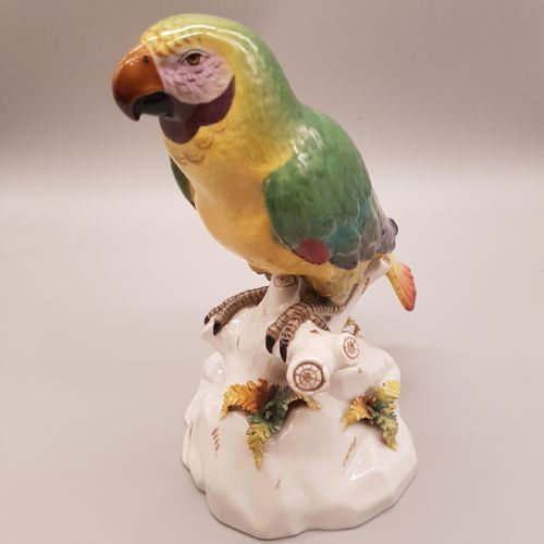 ludwigsburg late 19thc handpainted porcelain parrot - CATEGORY: ANTIQUE CERAMICS - DATED 19TH CENTURY