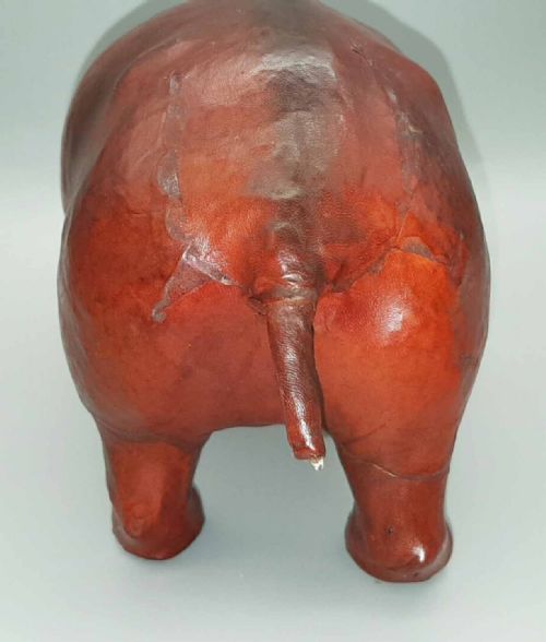 CHARMING ANTIQUE LEATHER HIPPOPOTAMUS RETAILED BY LIBERTY OF LONDON - ADDITIONAL PHOTO 4