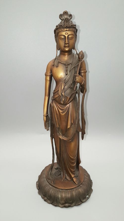japanese meijishowa bronze statue of the holy kannon bodhisattva by takamura koun 18521934 - CATEGORY: ANTIQUE METAL - DATED 1910