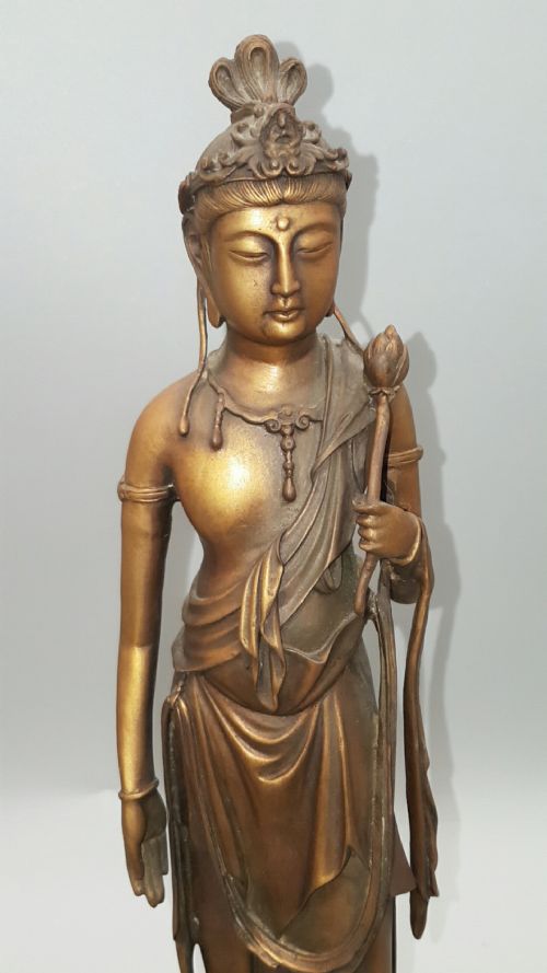 JAPANESE MEIJISHOWA BRONZE STATUE OF THE HOLY KANNON BODHISATTVA BY TAKAMURA KOUN 18521934 - ADDITIONAL PHOTO 4