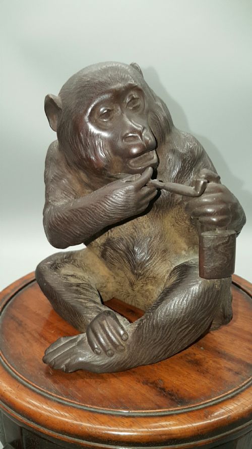 charming japanese meiji late 19thc bronze of a seated monkey by seizanzo - CATEGORY: ANTIQUE METAL - DATED 19TH CENTURY