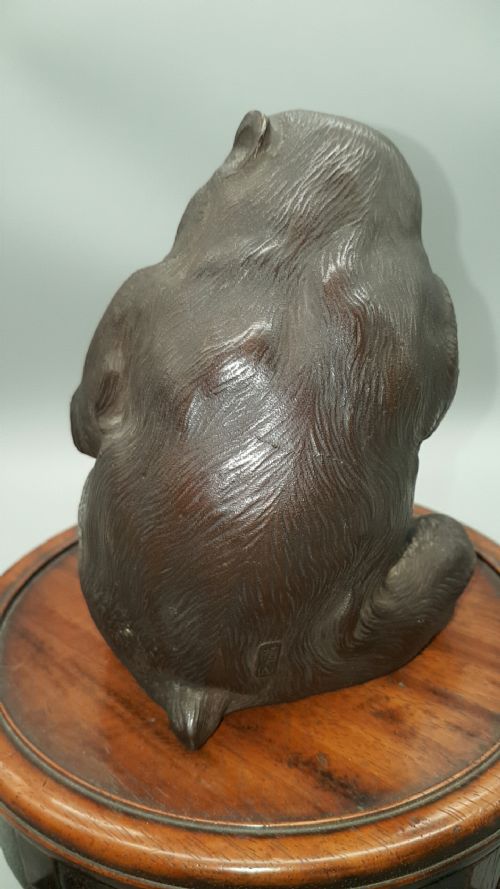 CHARMING JAPANESE MEIJI LATE 19THC BRONZE OF A SEATED MONKEY BY SEIZANZO - ADDITIONAL PHOTO 2