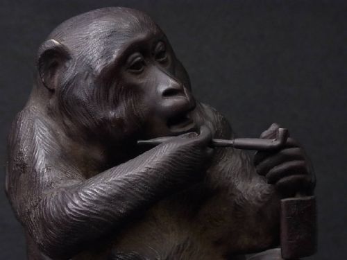 CHARMING JAPANESE MEIJI LATE 19THC BRONZE OF A SEATED MONKEY BY SEIZANZO - ADDITIONAL PHOTO 8