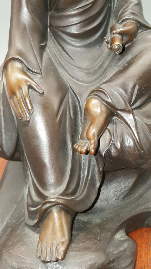 SUPERB JAPANESE MEIJITAISHO EARLY 20THC BRONZE OF A SEATED HOLY KANNON BY KOUN TAKAMURA - ADDITIONAL PHOTO 8