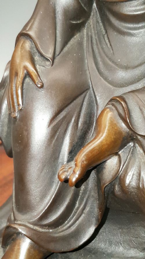 SUPERB JAPANESE MEIJITAISHO EARLY 20THC BRONZE OF A SEATED HOLY KANNON BY KOUN TAKAMURA - ADDITIONAL PHOTO 9