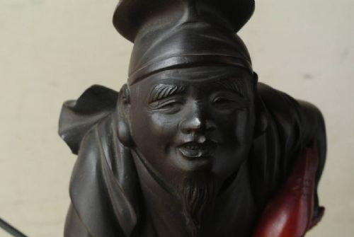 STRIKING JAPANESE MEIJI LATE 19THC BRONZE OF EBISU THE GOD OF FISHERMEN AND LUCK - ADDITIONAL PHOTO 6