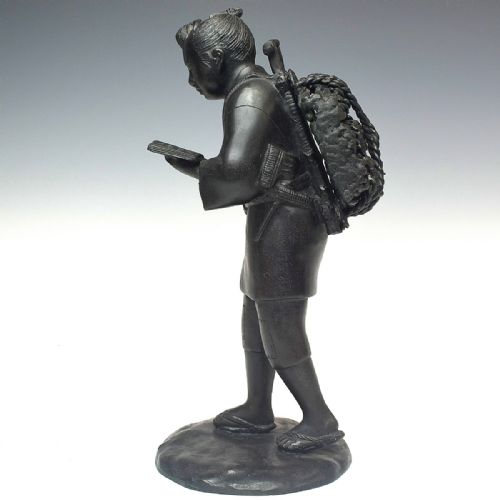 JAPANESE MEIJI OR TAISHO BRONZE EARLY 20THC OF NINOMIYA SONTOKU BY HIDEYAMA - ADDITIONAL PHOTO 1