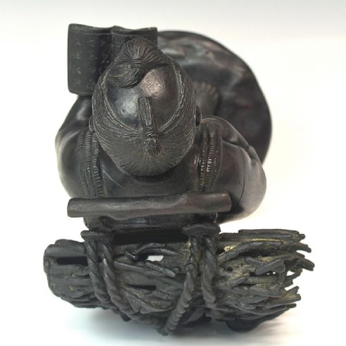 JAPANESE MEIJI OR TAISHO BRONZE EARLY 20THC OF NINOMIYA SONTOKU BY HIDEYAMA - ADDITIONAL PHOTO 4