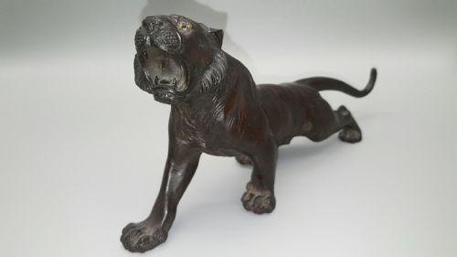 SUPERB JAPANESE MEIJI LATE 19THC BRONZE TIGER BY OMORI MITSUMOTO OMORI KOGEN - ADDITIONAL PHOTO 2