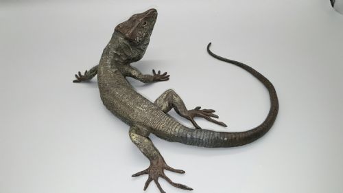 MAGNIFICENT ANTIQUE CA 1900 AUSTRIAN COLDPAINTED BRONZE LIZARD BY FRANZ BERGMAN - ADDITIONAL PHOTO 1