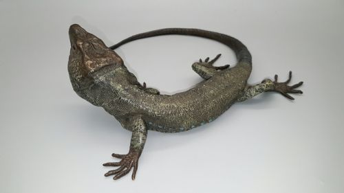 MAGNIFICENT ANTIQUE CA 1900 AUSTRIAN COLDPAINTED BRONZE LIZARD BY FRANZ BERGMAN - ADDITIONAL PHOTO 2