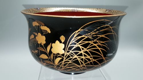 STUNNING PAIR OF JAPANESE TAISHOSHOWA LACQUER SAKE CUP WASHING BOWLS HAISEN - ADDITIONAL PHOTO 4