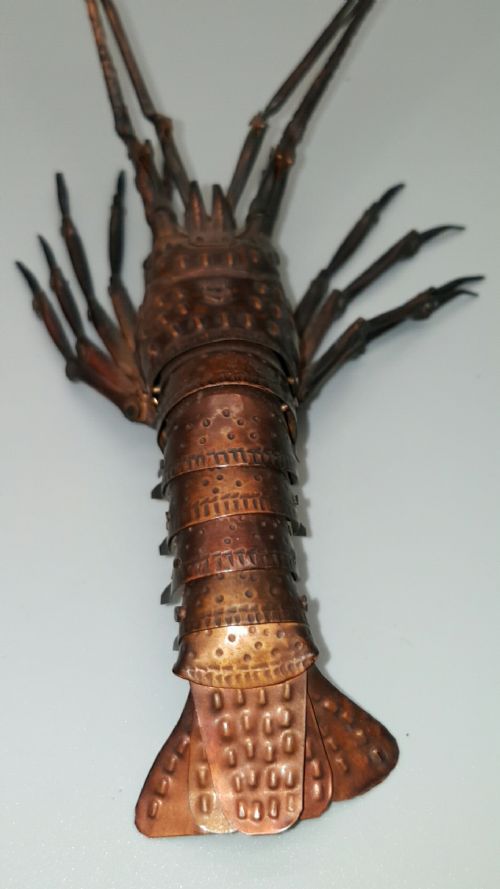 INTRICATE JAPANESE ANTIQUE MEIJI LATE 19THC COPPER ARTICULATED JIZAI SPINY LOBSTER - ADDITIONAL PHOTO 2
