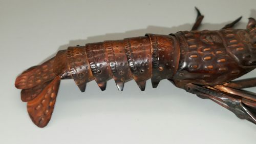 INTRICATE JAPANESE ANTIQUE MEIJI LATE 19THC COPPER ARTICULATED JIZAI SPINY LOBSTER - ADDITIONAL PHOTO 9