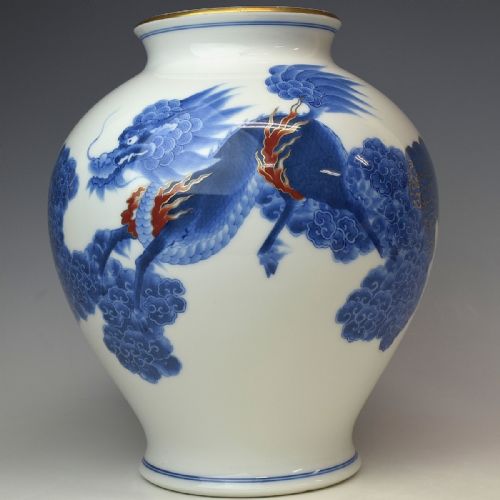 beautiful japanese meiji ca 1900 koransha porcelain vase with two kirins - CATEGORY: ANTIQUE VASES - DATED 1900