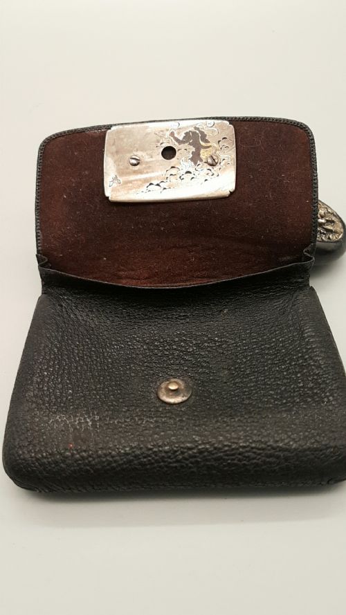 JAPANESE MEIJI 19THC TOBACCO OR COIN POUCH FUKURO WITH STERLING CLASP KANEMONO MANJU NETSUKE - ADDITIONAL PHOTO 8