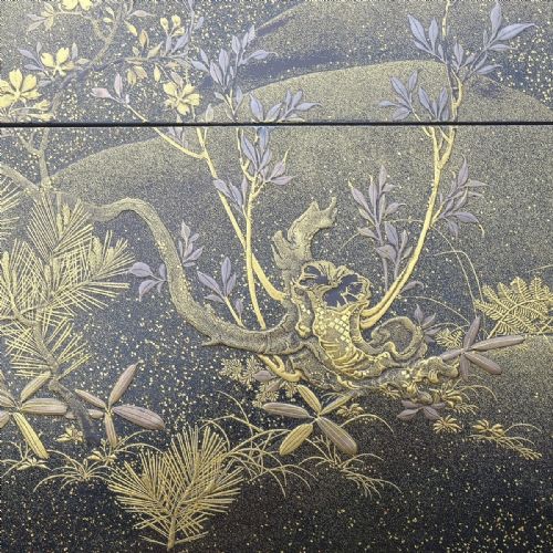 MAGNIFICENT LARGE JAPANESE EDO CA 1850 GOLD BLACK LACQUER DOCUMENT BOX BUNKO - ADDITIONAL PHOTO 6