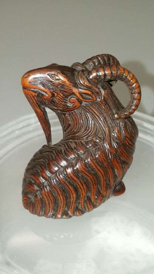 JAPANESE EDO EARLY 19THC BOXWOOD NETSUKE OF A GOAT SIGNED KOKEI - ADDITIONAL PHOTO 1