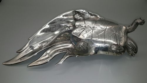 SUPERB JAPANESE MEIJITAISHO EARLY 20THC SILVER MINOGAME RYUBUNDO COMPANY - ADDITIONAL PHOTO 4
