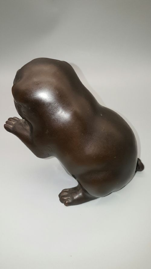 CHARMING JAPANESE MEIJI 19THC BRONZE OF PUPPY BALL SIGNED HOZAN YOSHIYAMA - ADDITIONAL PHOTO 5