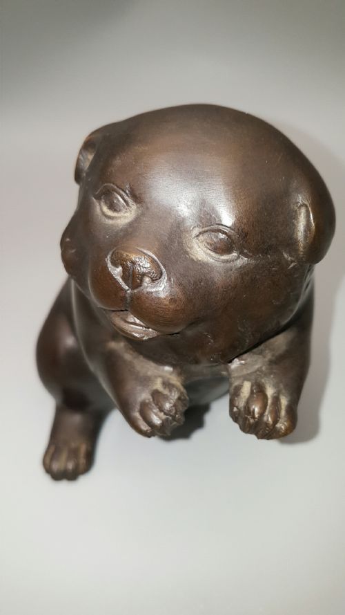 CHARMING JAPANESE MEIJI 19THC BRONZE OF PUPPY BALL SIGNED HOZAN YOSHIYAMA - ADDITIONAL PHOTO 8